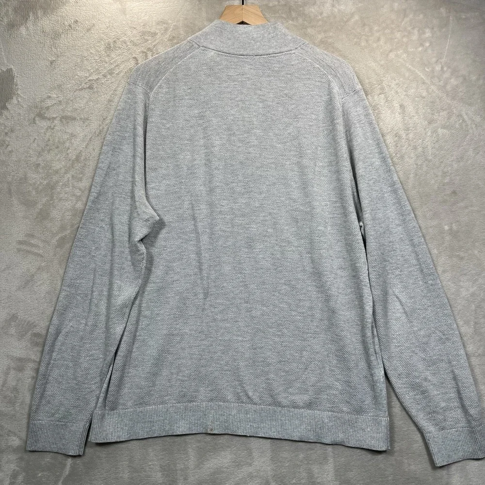Tommy Bahama‎ Sweater L Quarter Zip Mens Gray Cotton Coolmax Polyester